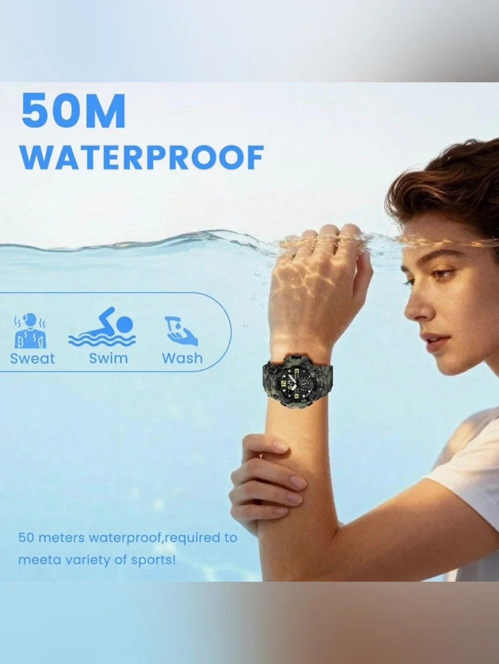 Men's Watch Military Analog Digital Waterproof Luminous Sport Watch for Men